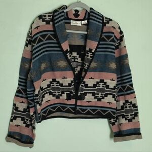 Vintage Southwest Woven Blanket Jacket By Flashback